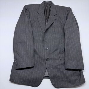 Karl Ross Creations Mens Grey Pinstripe Two Button Blazer Jacket Notch Lapel 44R